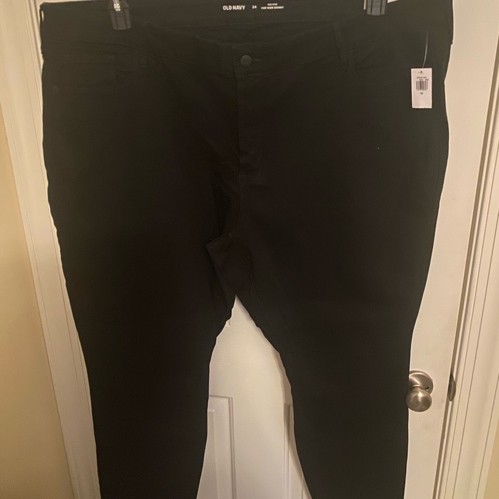 Old Navy Pop Icon Skinny Black Jeans Womens Mid Rise Size 24 NWT gift.